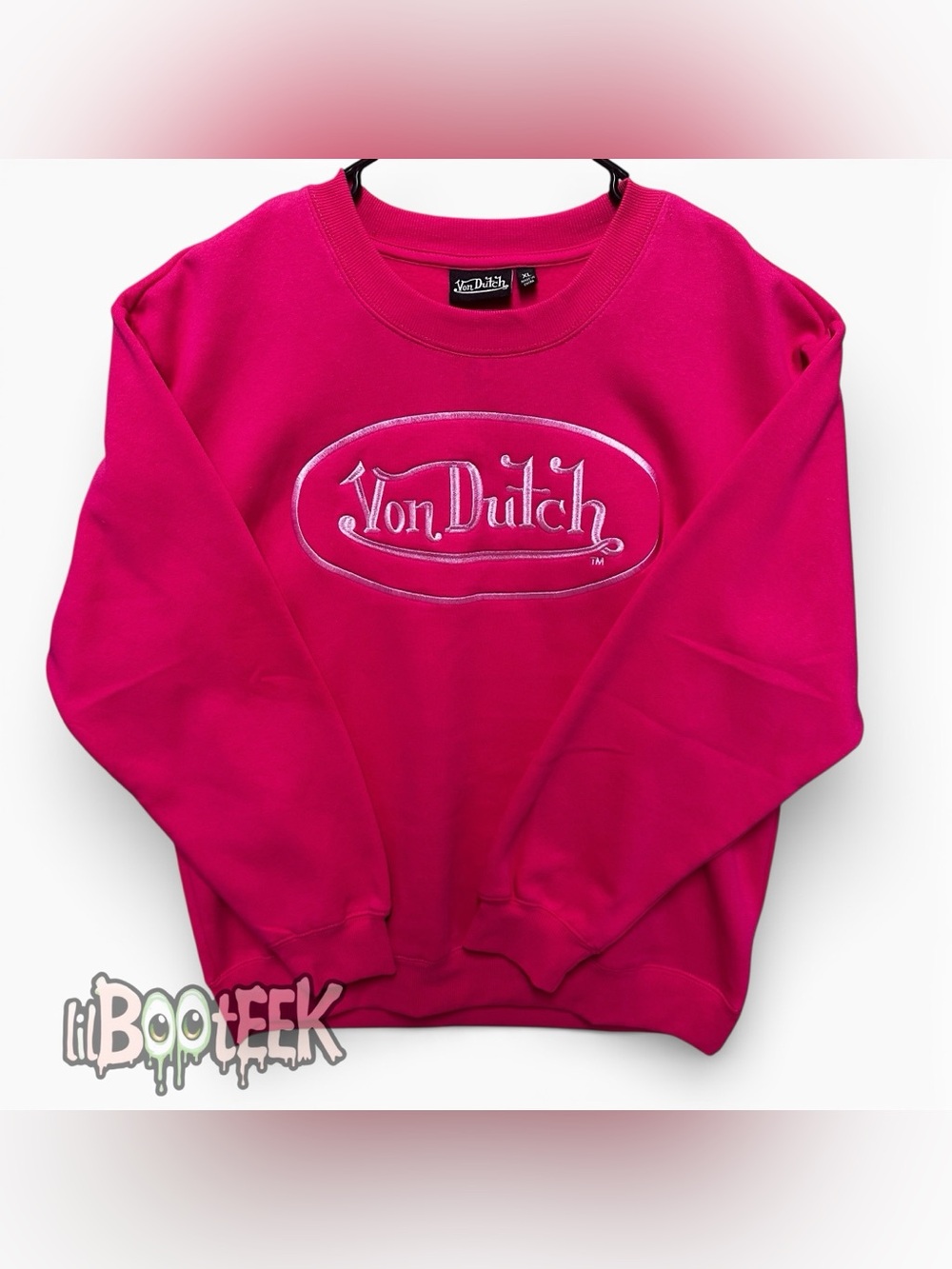 Ladies XL Von Dutch Pink Crewneck Sweatshirt *NEW VIRAL Y2K*